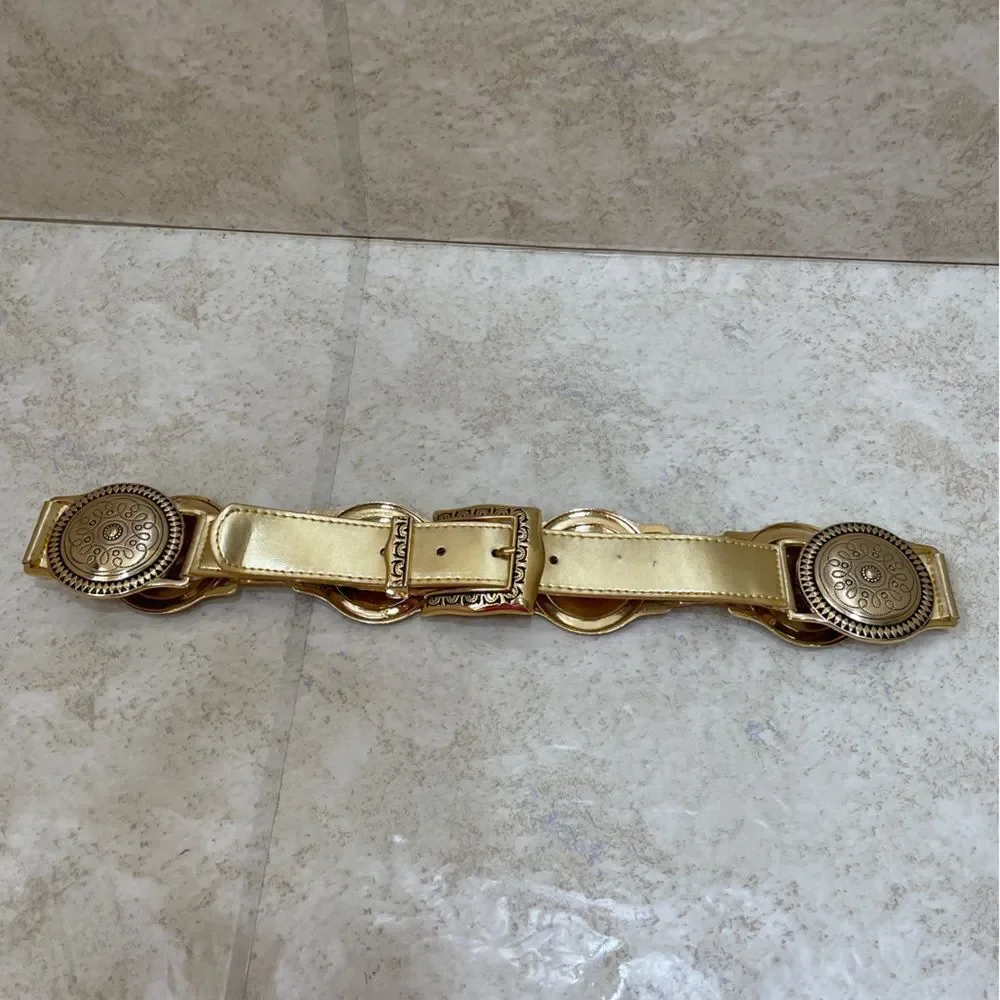 CAPTIVA COLLECTIBLES GOLD‎ MEDALLION BELT IN PU SPLIT LEATHER